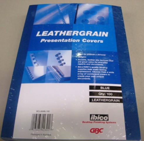 GBC 300gsm Leathergrain Binding Cover A4 Blue BCL300BL100
